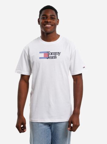 Tommy Jeans pánské bílé tričko - XL (YBR)