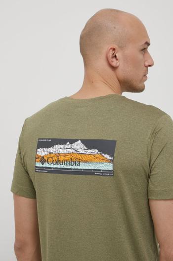 Sportovní tričko Columbia Tech Trail Graphic zelená barva, s potiskem