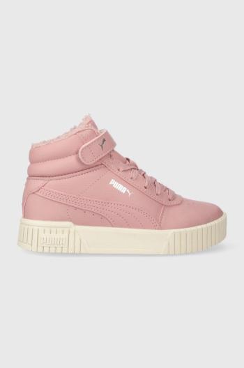 Dětské sneakers boty Puma Carina 2.0 Mid WTR PS růžová barva