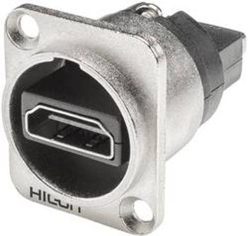 HDMI konektor Hicon HI-HDHD-FFDN, přírubová zásuvka rovná, 19pól., stříbrná