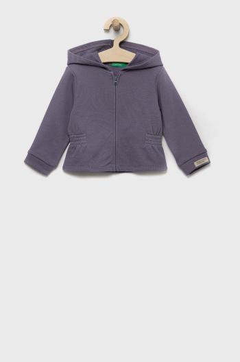 Dětská bavlněná mikina United Colors of Benetton fialová barva, hladká
