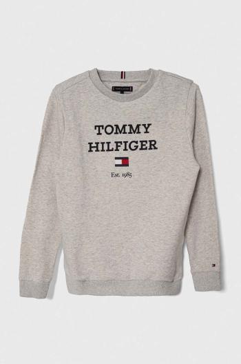 Dětská mikina Tommy Hilfiger šedá barva, s potiskem