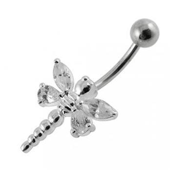 Šperky4U Stříbrný piercing do pupíku - vážka - BP01188-C