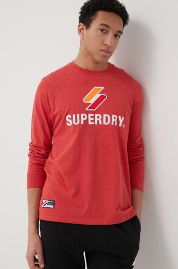 Tričko s dlouhým rukávem Superdry pánský, červená barva, s aplikací