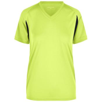 James & Nicholson Dámské sportovní tričko s krátkým rukávem JN316 - Fluorescenční žlutá / černá | S