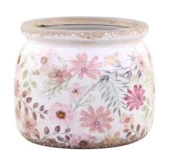 Keramický dekorační obal na květináč s květy Floral Auray M - Ø 15*13cm 65077419 (65774-19)