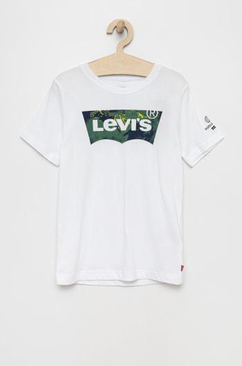 Dětské bavlněné tričko Levi's bílá barva, s potiskem