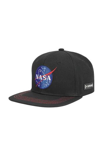 Bavlněná baseballová čepice Capslab X Nasa černá barva, s aplikací