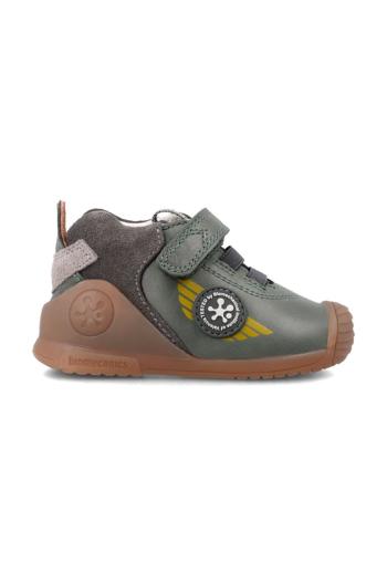 Dětské kožené sneakers boty Biomecanics zelená barva