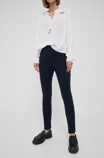 Kalhoty Pennyblack dámské, tmavomodrá barva, jednoduché, medium waist