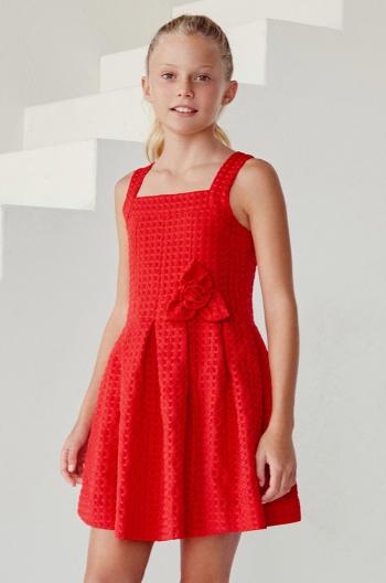 Dívčí šaty Mayoral červená barva, mini, áčková