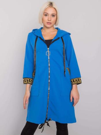 MODRÁ DÁMSKÁ DELŠÍ MIKINA NA ZIP RV-BL-6792.02P-BLUE Velikost: S/M