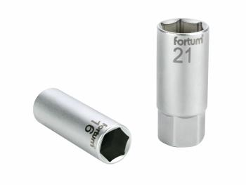 Hlavice nástrčná na zapalovací svíčky, 1/2", 21mm, L 65mm, magnet, 61CrV5 FORTUM