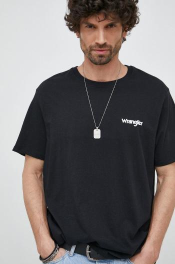 Bavlněné tričko Wrangler   2-pack tmavomodrá barva, s potiskem