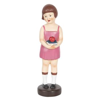 Dekorativní soška dívky s knihou a jablkem - 8*8*29 cm 6PR3219