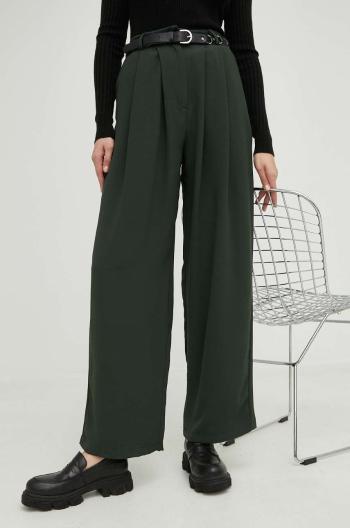 Kalhoty Answear Lab dámské, zelená barva, široké, high waist