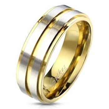 Šperky4U OPR1764 Pánský snubní ocelový prsten s pruhy - velikost 65 - OPR1764-65