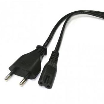 Síťový kabel 230V napájecí, CEE7/16 (eurozástrčka) - C7, 2m, VDE approved, černý, Logo, 2-pinová koncovka