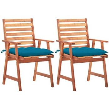 Zahradní jídelní židle 2 ks s poduškami masivní akáciové dřevo, 3064339 (3064339)