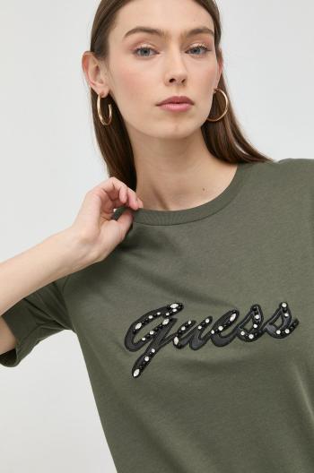 Tričko Guess zelená barva