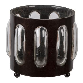 Kovovo skleněný svícen Bubble na čajovou svíčku - Ø 11*13 cm 6Y4627
