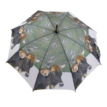 Deštník s dřevěnou rukojetí švýcarská kráva - 105*105*88cm BBPWZK