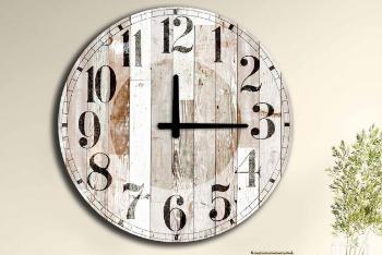 BRUNO dřevěné kulaté hodiny ve vintage stylu