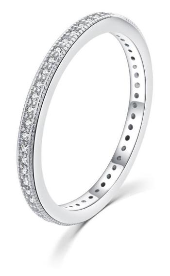 MOISS Minimalistický stříbrný prsten se zirkony R00020 50 mm