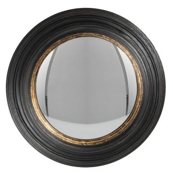 Nástěnné zrcadlo s masivním černým rámem se zlatou linkou Degaré – Ø 38 cm 62S202