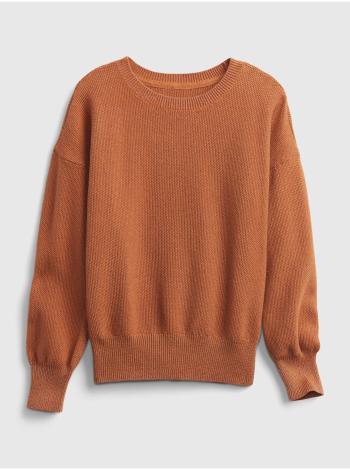 Hnědý holčičí svetr solid slouchy pullover