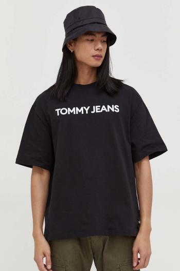 Bavlněné tričko Tommy Jeans černá barva, s potiskem, DM0DM18267