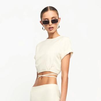 Krémový crop top Fazio – L