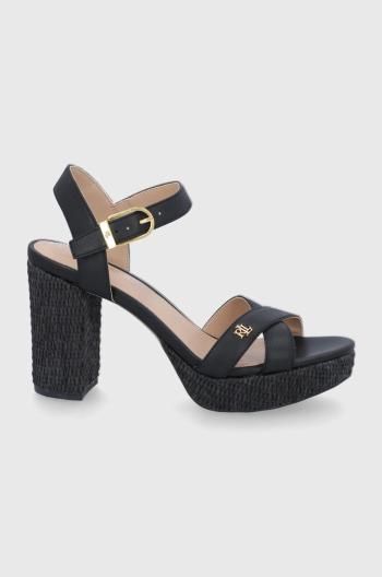 Kožené sandály Lauren Ralph Lauren Fenton černá barva