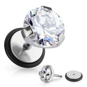 Šperky4U Falešný piercing - čirý kámen - FP01051-C