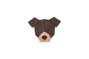 Dřevěná brož ve tvaru psa American Pit Bull Terrier Brooch s praktickým zapínáním a možností výměny či vrácení do 30 dnů zdarma