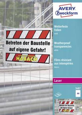 Avery-Zweckform 3487 fólie odolávající povětrnostním vlivům DIN A4 laserová tiskárna, barevná laserová tiskárna, kopírka, barevná kopírka bílá 100 ks