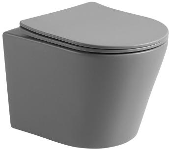 MEXEN Rico Závěsná WC mísa včetně sedátka s slow-slim, duroplast, světle šedá mat 30724061