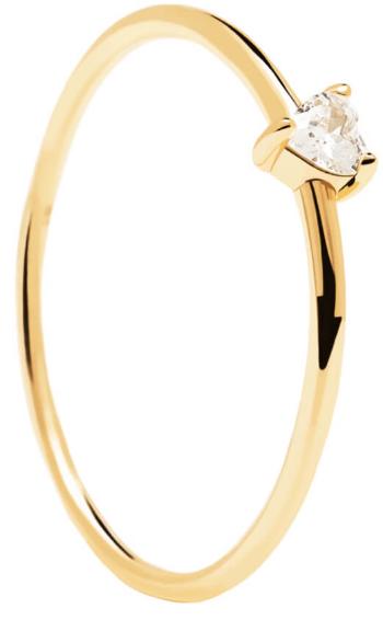 PDPAOLA Minimalistický pozlacený prsten se srdíčkem White Heart Gold AN01-223 50 mm