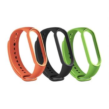 RhinoTech řemínky pro Xiaomi Mi Band 3/4 (3-pack černá, oranžová, zelená)