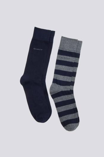 PONOŽKY GANT BARSTRIPE AND SOLID SOCKS 2-PACK šedá 43/45