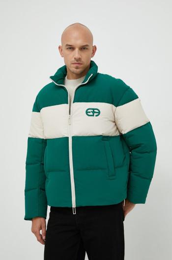 Péřová bunda Emporio Armani pánská, zelená barva, zimní