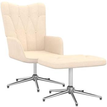 Relaxační křeslo se stoličkou krémové textil, 327602 (327602)