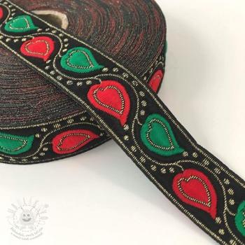 Jacquard Leaves black/red