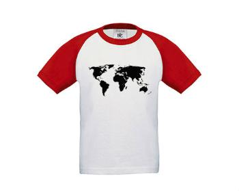 Dětské tričko baseball Mapa světa