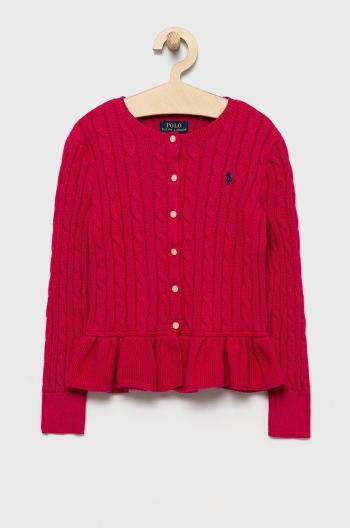 Dětský bavlněný kardigan Polo Ralph Lauren růžová barva
