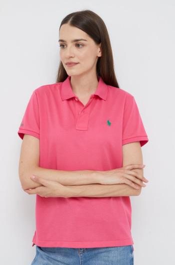 Polo tričko Polo Ralph Lauren růžová barva, s límečkem
