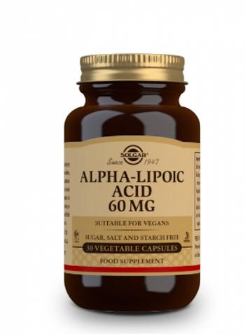 Solgar ALA 60 mg – Kyselina alfa lipoová 30 kapslí