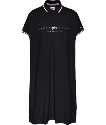 Tommy Hilfiger Tommy Jeans dámské černé košilové šaty TJW MODERN LOGO POLO DRESS