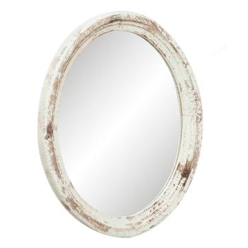 Oválné zrcadlo v bílém rámu s patinou - 54*4*66 cm 52S120