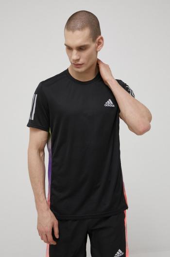 Běžecké tričko adidas Performance Own The Run Colorblock H61162 černá barva, vzorovaný